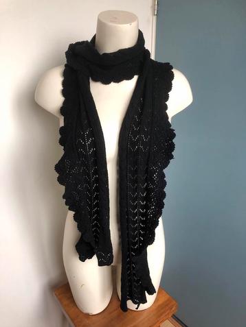 Hampton bays zwart crochet lange kant kanten sjaal 