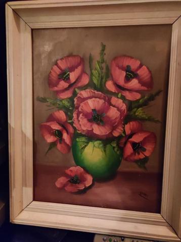 Mooi oud bloemen schilderijtje 31 x 41 cm