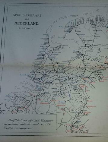 42/ Spoorweg kaart van Nederland Litho 1885
