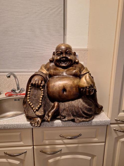 Grote bronzen geluks boeddha 30kg, Antiek en Kunst, Antiek | Koper en Brons, Brons, Ophalen