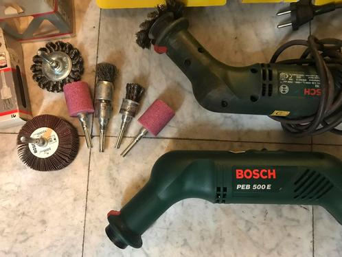 Bosch slijp schuurtolletje 2 stks met accessoires handgereed, Doe-het-zelf en Verbouw, Gereedschap | Schuurmachines, Zo goed als nieuw