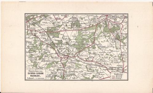 Omstreken van Zutfen - Lochem -Ruurlo Craandijk Kaart 1884, Antiek en Kunst, Kunst | Etsen en Gravures, Ophalen of Verzenden