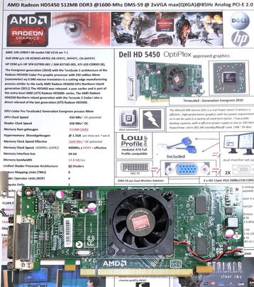 AMD Radeon HD5450 512MB DDR3 Low-Profile  PCI-E HD 5450 DVI