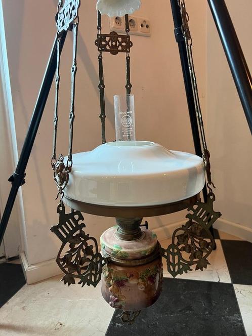 antiek olielamp petroleumlamp hangend, verstelbaar, Antiek en Kunst, Antiek | Lampen, Ophalen