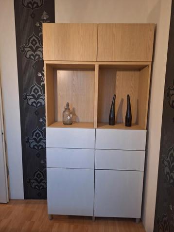 Ikea Besta kast grenen/hoogglans wit - 242x120x42cm - afbeelding 1 Ikea Besta kast grenen/hoogglans wit - 242x120x42cm - afbeelding 1