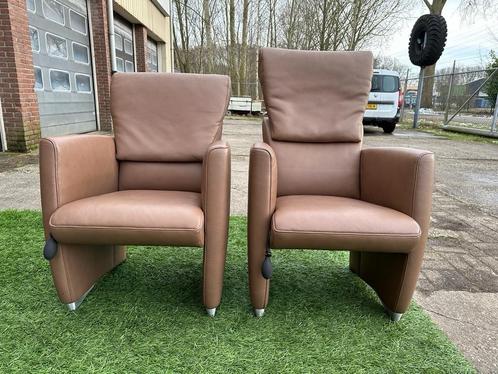 Bankstel JORI JR-3250 Angel taupe leren bank + 4 fauteuils, Huis en Inrichting, Fauteuils, Zo goed als nieuw, Hout, Leer, Metaal