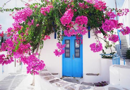 Grieks fotobehang Blauwe deur, Griekenland, Fotobehang4you, Huis en Inrichting, Stoffering | Behang, Verzenden