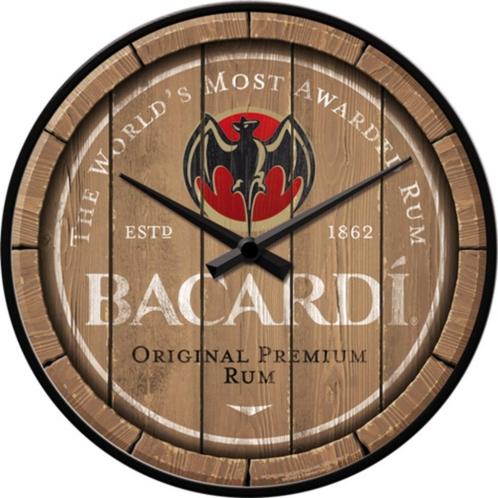 Bacardi wood barrel logo reclame klok wandklok woondecoratie, Verzamelen, Merken en Reclamevoorwerpen, Nieuw, Ophalen of Verzenden