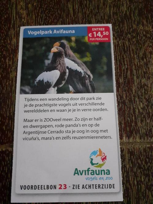 Avifauna vogelpark nu 14,50, Tickets en Kaartjes, Recreatie | Dierentuinen, Drie personen of meer, Kortingskaart