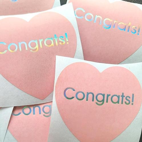 Sluitstickers hart congrats stickers felicitatie holo folie, Hobby en Vrije tijd, Stickers en Plaatjes, Nieuw, Meerdere stickers