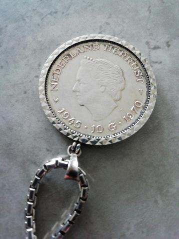 10 gulden munt Nederland met zilveren ketting 