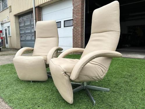 Jori Yoga JR-3390 design relax fauteuils stoelen beige leer, Huis en Inrichting, Fauteuils, Zo goed als nieuw, Hout, Leer, Metaal