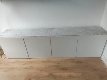 Ikea Besta kasten wit met op maat gemaakt marmeren blad - afbeelding 3 Ikea Besta kasten wit met op maat gemaakt marmeren blad - afbeelding 3