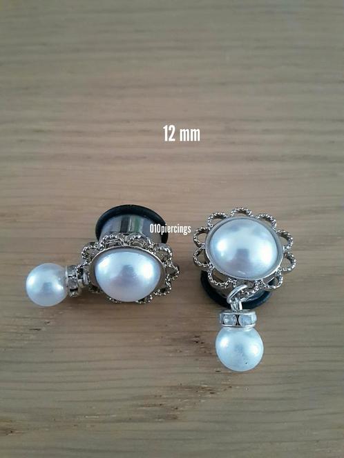 Nieuwe pluggen. Staal. Hanger parel. 6, 8, 12, 14, 16 mm., Sieraden, Tassen en Uiterlijk, Piercings, Nieuw, Oor- of Traguspiercing