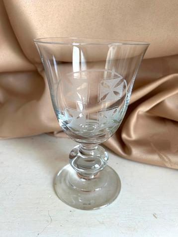 Vintage gegraveerd wijnglas bokaal glas souvenir Israel