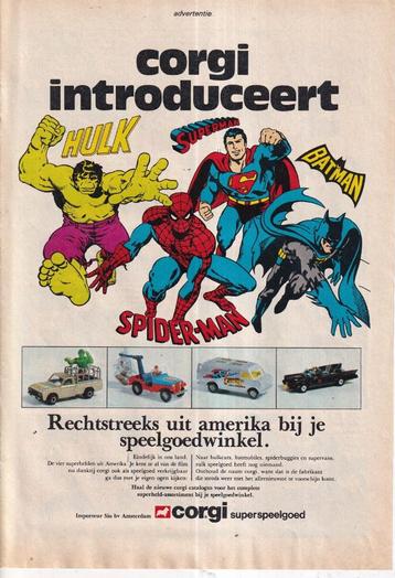 Retro reclame 1979 Corgi Toys speelgoed Superman Hulk Batman