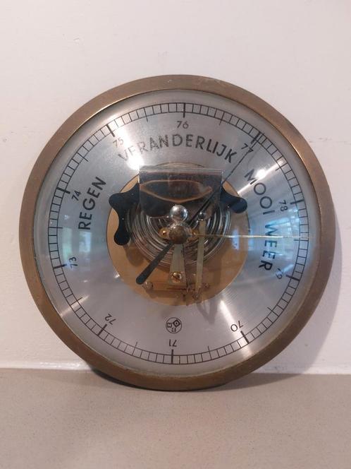 Vintage Barometer Moco 16cm messing/glas, Audio, Tv en Foto, Weerstations en Barometers, Ophalen of Verzenden