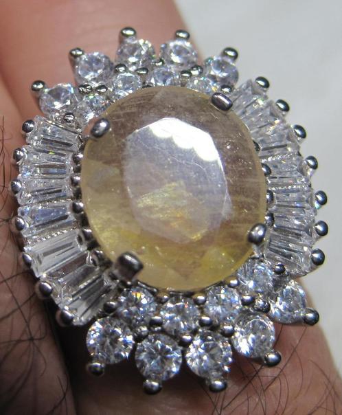 Saffier 3,5 karaat %00 natuurlijk design zilver ring, Sieraden, Tassen en Uiterlijk, Ringen, Zo goed als nieuw, Dame, Kleiner dan 17