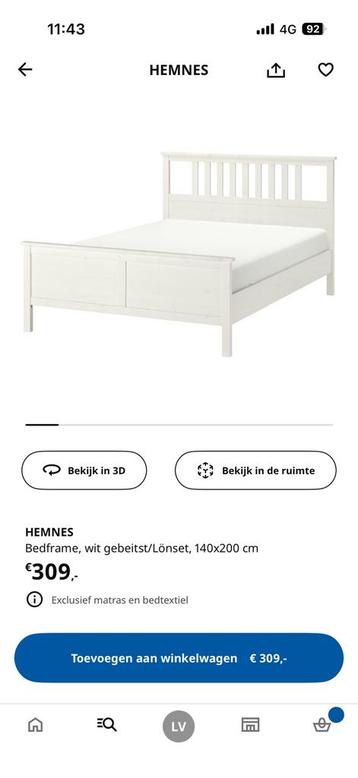 Ikea Bedframe 140x200 (met lattenbodem, ZONDER matras) - afbeelding 3 Ikea Bedframe 140x200 (met lattenbodem, ZONDER matras) - afbeelding 3