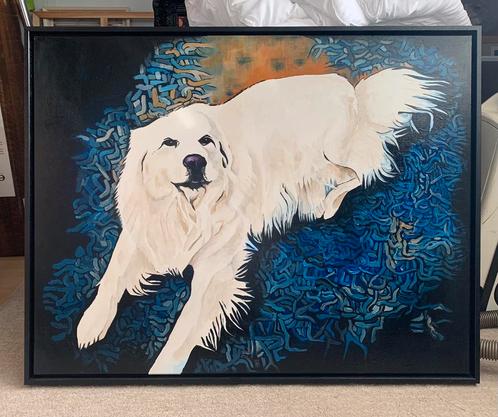 Golden retriever ( zelfgemaakt) schilderij, Antiek en Kunst, Kunst | Schilderijen | Modern, Ophalen