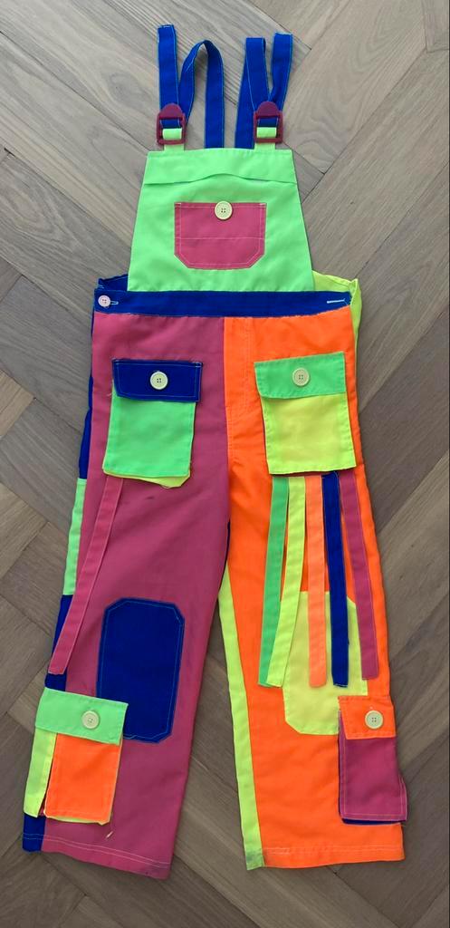Clownspak fluoriserend pak tuinbroek verkleedkleren maat 152, Kinderen en Baby's, Carnavalskleding en Verkleedspullen, Gebruikt