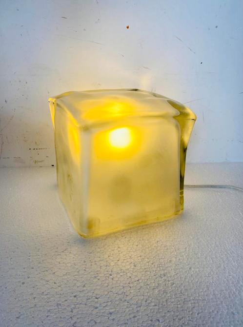 Ice Cube glazen lamp Iviken , IKEA jaren 90, Huis en Inrichting, Lampen | Tafellampen, Gebruikt, Minder dan 50 cm, Glas, Ophalen of Verzenden
