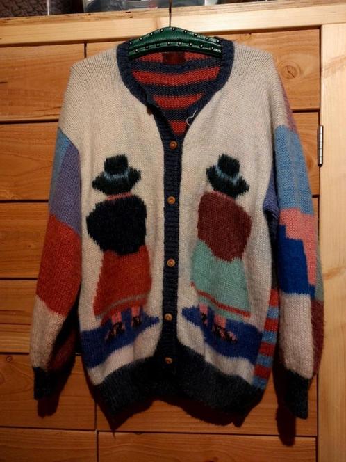 Vintage alpaca wol gebreid vest colour block Peru handmade, Kleding | Dames, Truien en Vesten, Gedragen, Verzenden