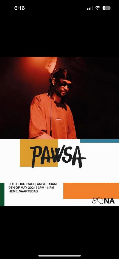 Sona Presents: PAWSA 09-05-2024 at Lofi Amsterdam (2stuks), Tickets en Kaartjes, Concerten | House, Techno en Trance, Twee personen