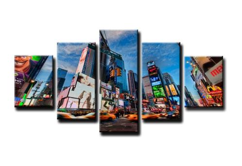 Nieuw * 5 Luik Schilderij Canvas * New York Taxi 80x160cm, Antiek en Kunst, Kunst | Schilderijen | Modern, Ophalen of Verzenden