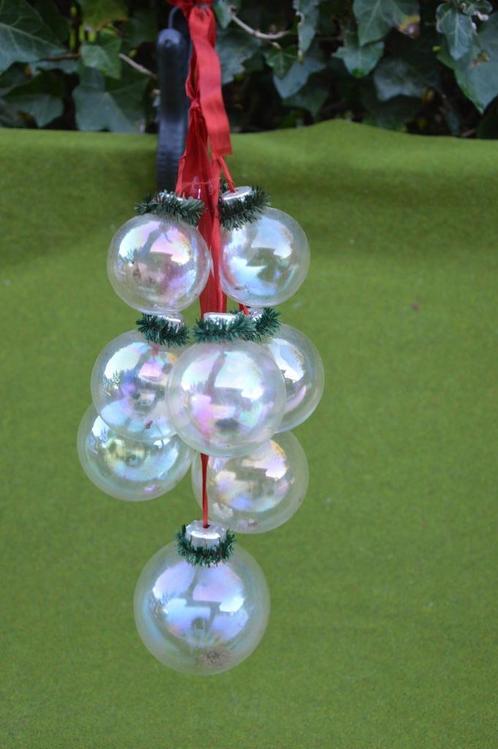 Oude tros met glazen kerstballen, verschillende maten, 42cm, Diversen, Kerst, Gebruikt, Ophalen of Verzenden