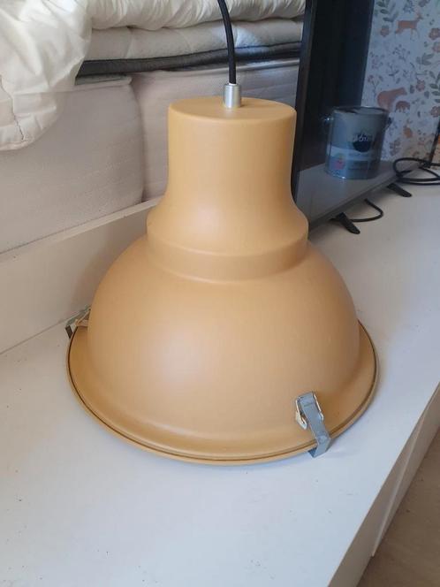 Hanglamp metaal, oker, industrieel vintage retro, Huis en Inrichting, Lampen | Hanglampen, Zo goed als nieuw, Glas, Metaal, Ophalen of Verzenden