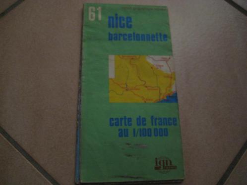 oude IGN detailkaart nr 61: Nice - Barcelonnette, Boeken, Atlassen en Landkaarten, Gelezen, Landkaart, Frankrijk, 1800 tot 2000