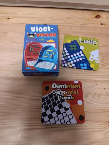 3 reisspellen: vlootgevecht, dammen en ludo