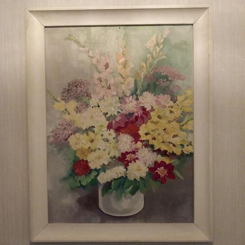 Schilderij vaas met bloemen, Huis en Inrichting, Woonaccessoires | Schilderijen, Tekeningen en Foto's, Gebruikt, Schilderij, 75 cm of meer