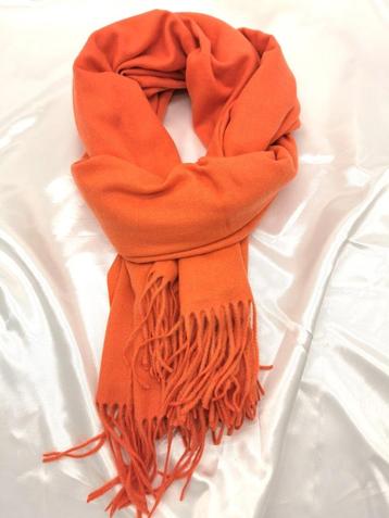 sjaal, Oranje, Koningsdag, WK, 100% Pashmina, Zacht.180X70cm