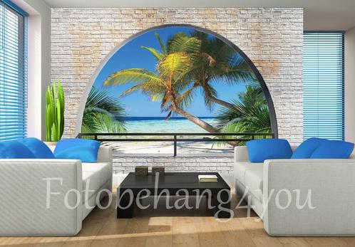 Steen Fotobehang 3D palmboom, strandbehang, Fotobehang4you, Huis en Inrichting, Stoffering | Behang, Verzenden