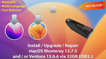 Installeer macOS Monterey 12.7.5 en/of Ventura 13.6.6 USB