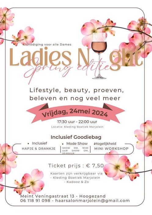 Ladies Night bij Kleding Boetiek Marjolein, Tickets en Kaartjes, Overige Tickets en Kaartjes, Drie personen of meer