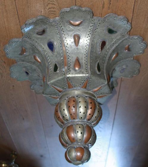 Antieke Marrakesh hanglamp / ornament, Huis en Inrichting, Lampen | Hanglampen, Minder dan 50 cm, Glas, Metaal, Ophalen of Verzenden
