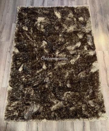 Hoogpolig vloerkleed tapijt darktaupe bronsmix shaggy SALE