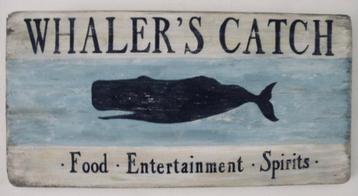 Schilderij/houten bord/vintage sign/walvis/Whaler's Catch