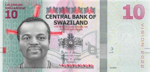 Swaziland 10 Emalangeni 2015 Unc pn 41a, Postzegels en Munten, Bankbiljetten | Afrika, Los biljet, Overige landen, Ophalen of Verzenden
