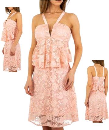 Voyelles jurk ibiza style roze aangenaam zacht kant M/38
