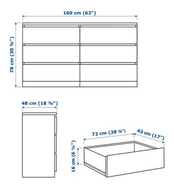 IKEA Malm Ladekast - Grijs Gebeitst - 6 Lades - afbeelding 3 IKEA Malm Ladekast - Grijs Gebeitst - 6 Lades - afbeelding 3