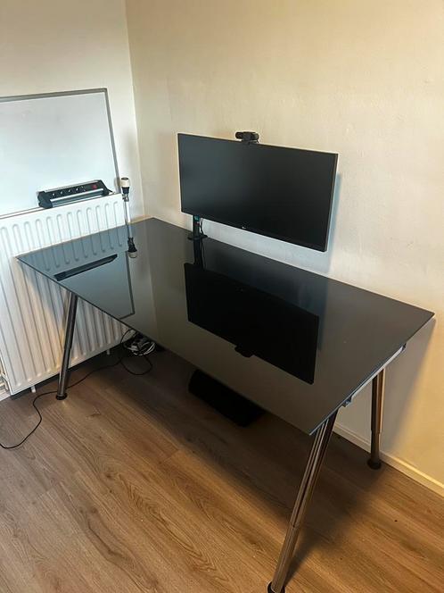 Bureau 160x80 - glazen bovenkant, Huis en Inrichting, Bureaus, Zo goed als nieuw, Bureau, Ophalen