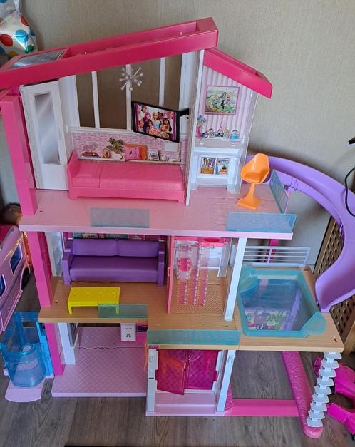 Barbie Droomhuis, incl alle accessoires + doos, 115 cm hoog!, Kinderen en Baby's, Speelgoed | Poppen, Zo goed als nieuw, Barbie