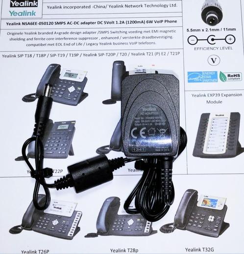 Yealink NSA6EE-050120 Adapter 5V 1.2A 6W VoIP Phone Lader, Telecommunicatie, Datacommunicatie en VoIP, Zo goed als nieuw, Toebehoren
