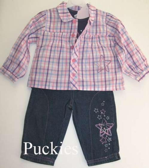 3-delig Dizzy Daisy jeans+bloes+longsleeve maat 80 * a, Kinderen en Baby's, Babykleding | Maat 80, Nieuw, Meisje, Setje, Ophalen of Verzenden