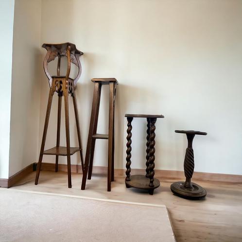 Vintage houten staander / plantentafel / pied de stal, Antiek en Kunst, Antiek | Meubels | Tafels, Ophalen
