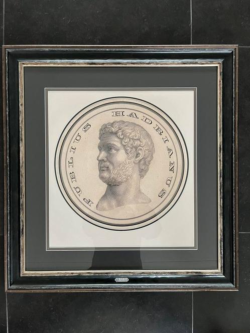 Prachtige lijst met gravure of ets van Hadrianus, Antiek en Kunst, Kunst | Etsen en Gravures, Ophalen of Verzenden